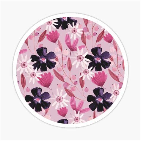 Pink Watercolor Floral Sticker By Etherfolk Redbubble