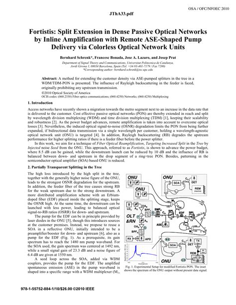 Pdf Fortistis Split Extension In Dense Passive Optical Networks By