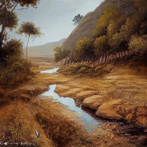 High Quality Realist Painting Of A River Crossing A Openart