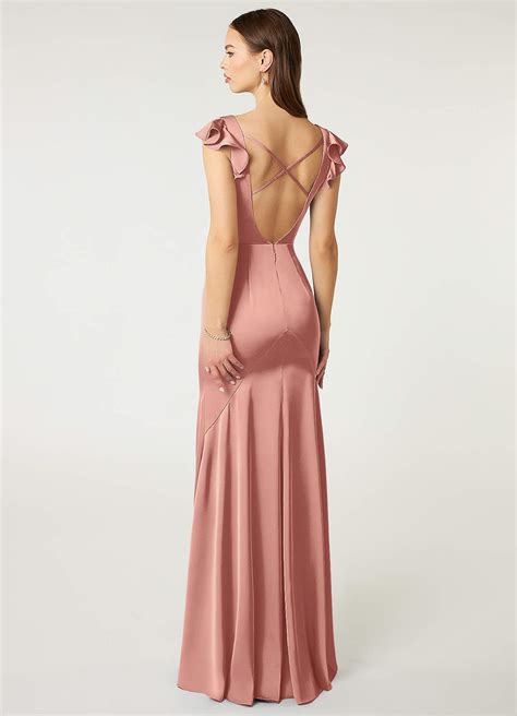 Azazie Vero Stretch Satin Dress Rosette Bridesmaid Dresses Azazie