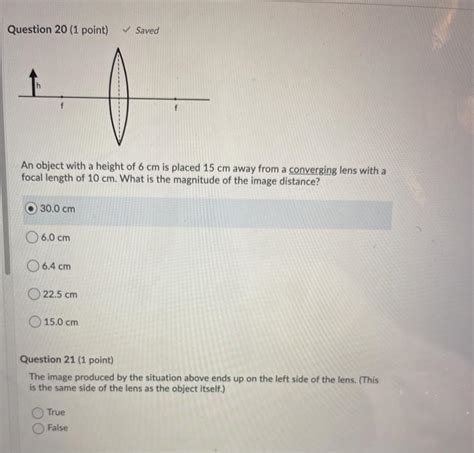 Solved Question 20 1 Point Saved H An Object With A Height Chegg