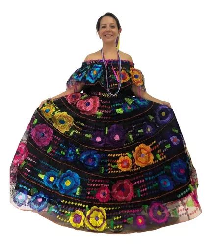 Vestido Chiapaneca Traje Chiapas Típico Bordado A Mano Mujer Envío gratis