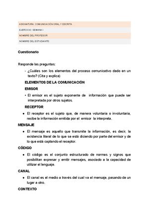 Comunicaci N Oral Y Escrita Asignatura Comunicaci N Oral Y Escrita