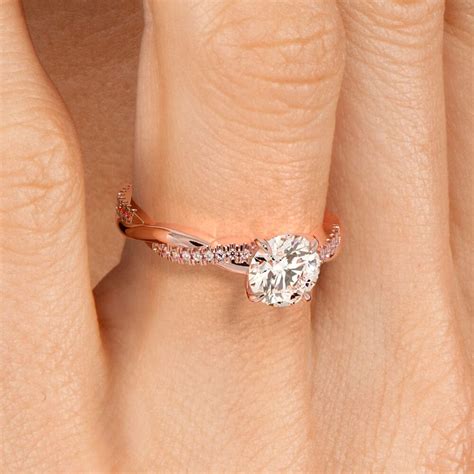 K Rose Gold Petite Twisted Vine Diamond Ring Ct Tw In