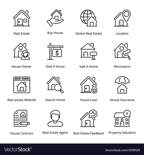 Real Estate Outline Icons Royalty Free Vector Image