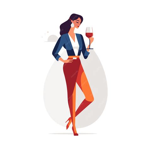 Premium Vector Woman Holding A Wine Glass Vector Illustration