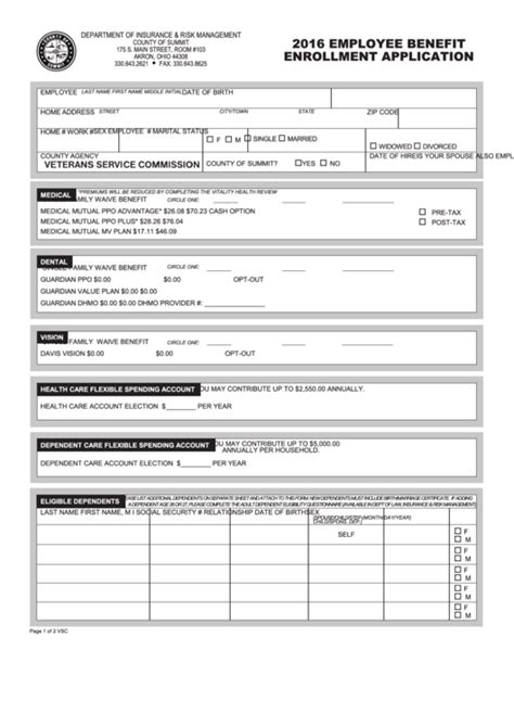 Benefit Enrollment Form Template