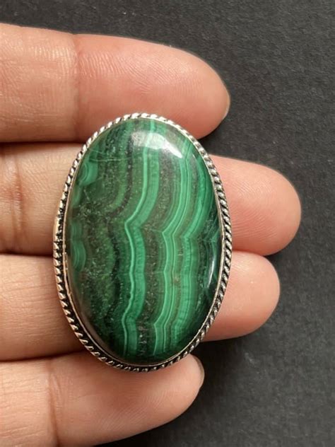 Malachite Sertie De Laiton Argent Rainure Int Gr E N Cr Ez Vos