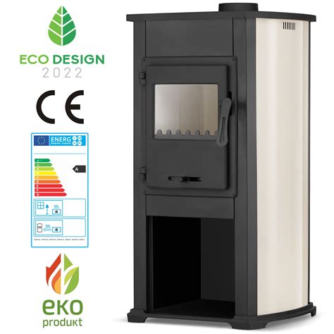 Piec stalowy kominek wolnostojący ELEGANT 10 kW beżowy HIGHER