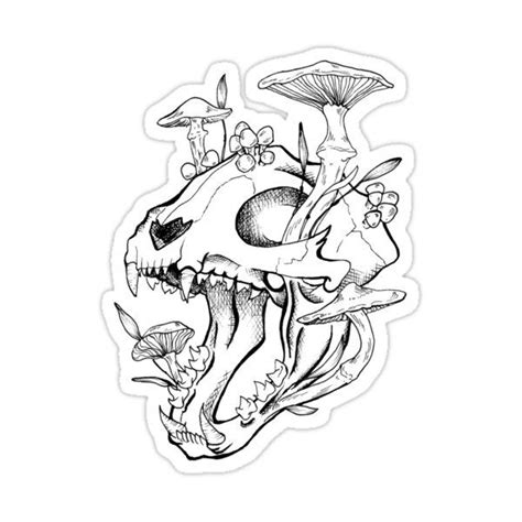 Cat Skull With Mushrooms Sticker For Sale By Lisbeth Six Cat Skull