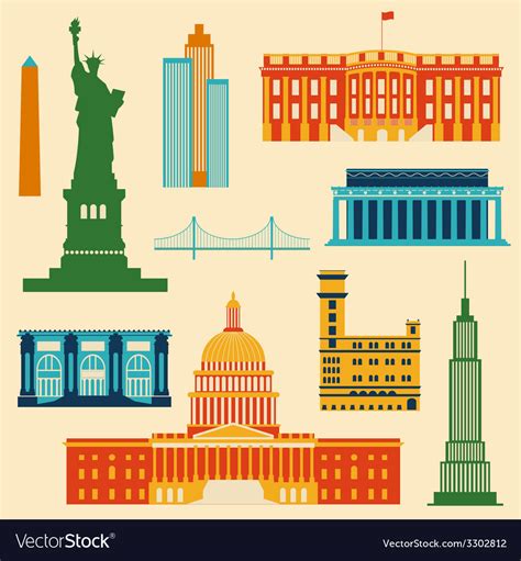 Landmarks of united states of america Royalty Free Vector