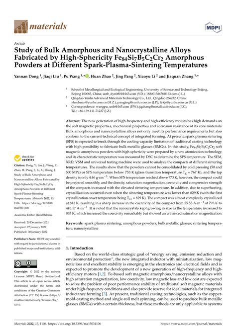 (PDF) Study of Bulk Amorphous and Nanocrystalline Alloys Fabricated by ... 