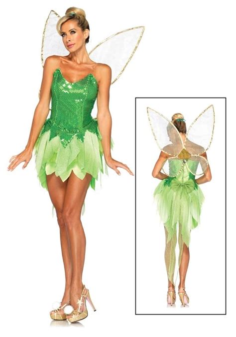 Tinkerbell Kostüm Fee Frauen Flügel grünes Kleid Peter Pan in 2019