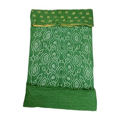 Bandhani Dress All Over Green Color Cotton Satin Bandhani Dress At Rs