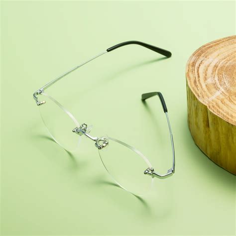 Silver Low Bridge Fit Lightweight Rimless Eyeglasses Quinn