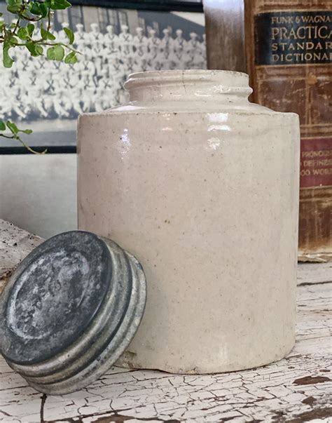 Antique Macomb Pottery Canning Jar Crock Salt Glaze Stoneware Atlas