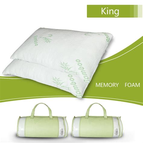 2 Pack Shredded Memory Foam Bed Pillows for Sleeping - Bamboo Cooling Hypoallergenic Sleep ...