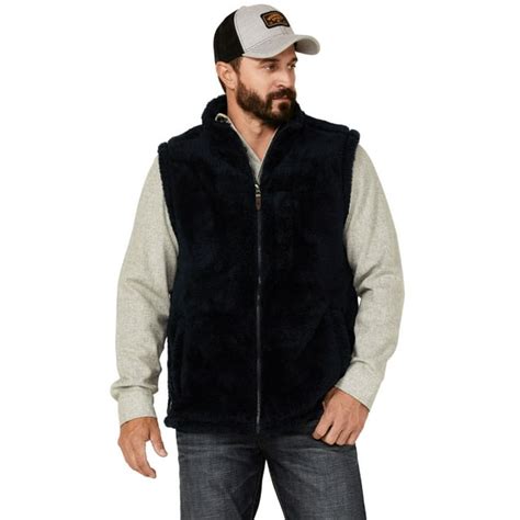 Moonshine Spirit Mens Kern Valley Faux Fur Zip Front Fleece Vest Navy