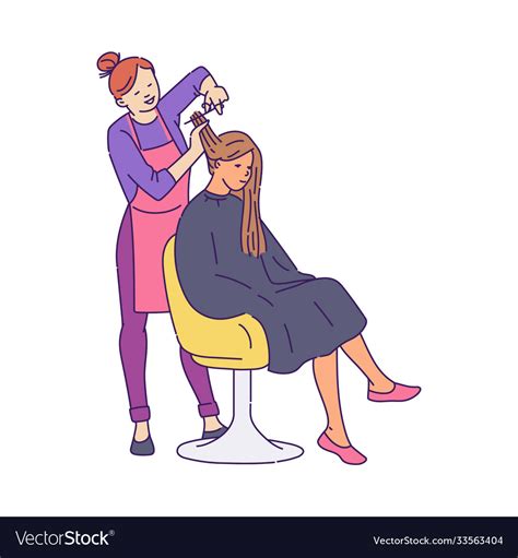 Woman In Beauty Salon And Hairdresser Sketch Vector Image