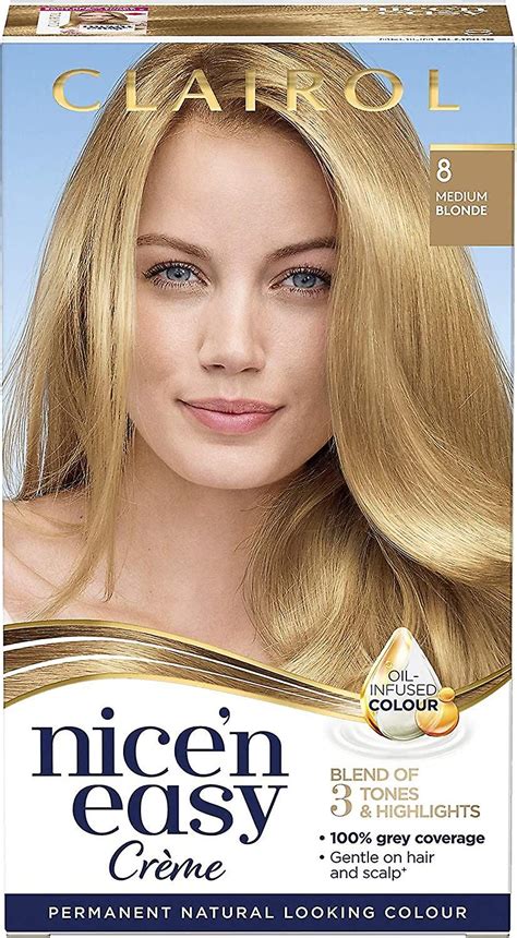 Clairol Nice n Easy Permanent Hair Dye Oil Infused Medium Blonde 8 非常