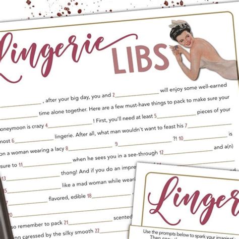 Lingerie Shower Bingo Game Printable Lingerie Party Bingo Etsy