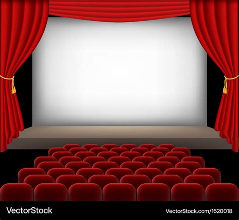 Cinema auditorium with red seats and curtains Vector Image