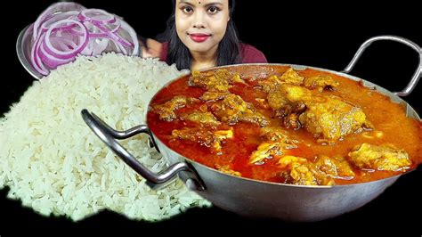 Eating Show Spicy Mutton Curry With Rice Asmr Eating Mutton Lal Jhol