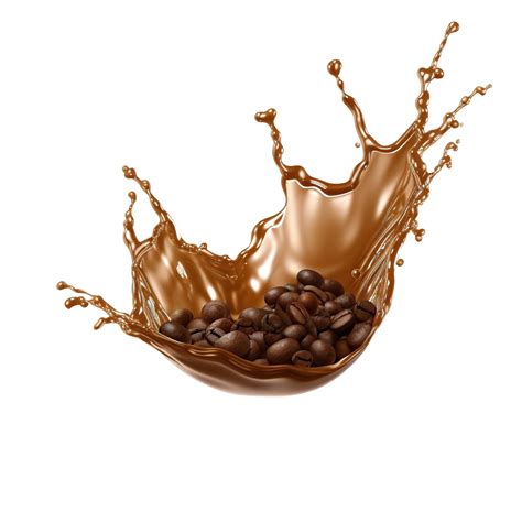 Ai Generated Coffee Beans Falling Into A Splash Of Liquid 37796389 Png