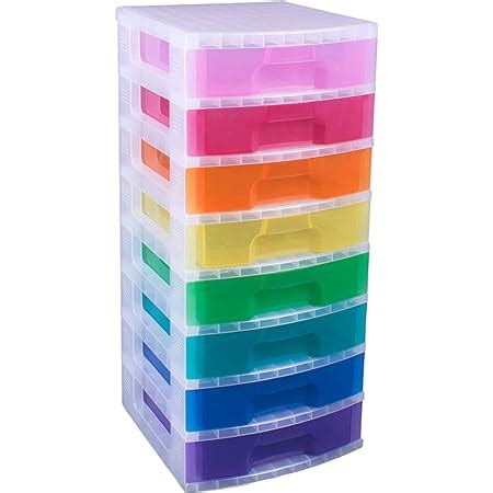 Really Useful Box Useful Drawer Tower 8x7 Litre Clear Rainbow Amazon