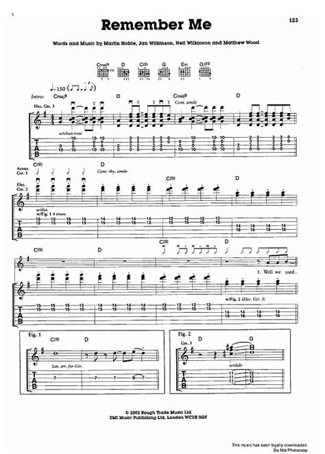 Remember Me Gitarre Tab Pdf Noten Von The Zutons In Fbd