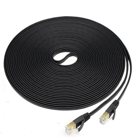 Online Store Cat 7 Ethernet Cable 100 Ft Cat7 Rj45 Patch Flat Lan Network Cable In Black