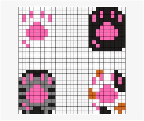 Cat Paws Perler Perler Bead Pattern / Bead Sprite - Perler Beads Cat Paw Transparent PNG ...