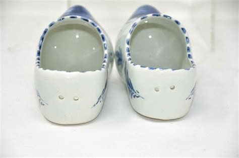 Vtg Ceramic Hand Painted Delft Blue Dutch Holland Clogs Shoes Windmill