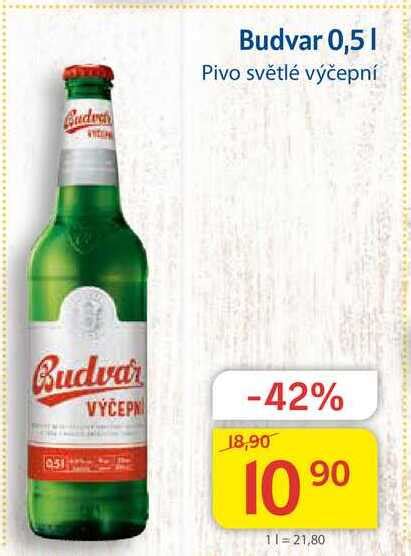 Budvar Pivo světlé výčepní 0 5l v akci AkcniCeny cz