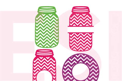 Mason Jar Monogram Designs Chevron Pattern Svg Dxf Eps Cutting