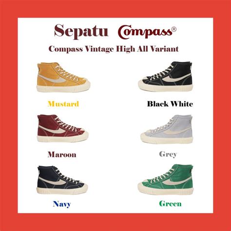 Jual Sepatu Compass Vintage High Black Whitenavymaroongreengrey