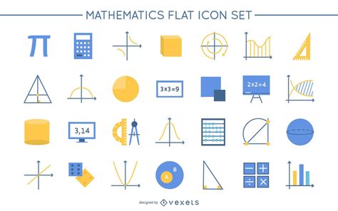 Descarga Vector De Paquete De Iconos De Diseño Plano De Matemáticas