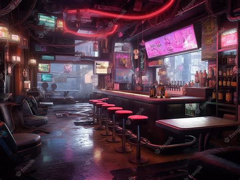 Premium Ai Image The Dark Bar In A Bar Called Cyberpunk