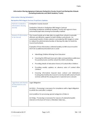 Fillable Online Information Sharing Agreement Between Derbyshire County