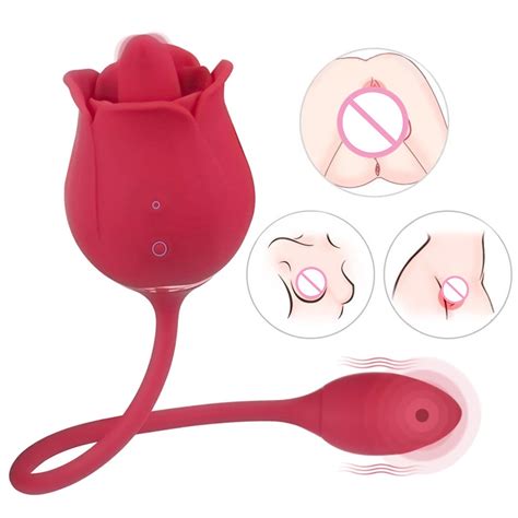 New Adult Rose Sex Toys Licking Pussy Massager Double Sided Rose Vibrator With Jump Egg Sex