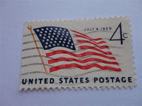 July 4 1959 4c United States Flag Postage Stamp Stamp Postage Stamp