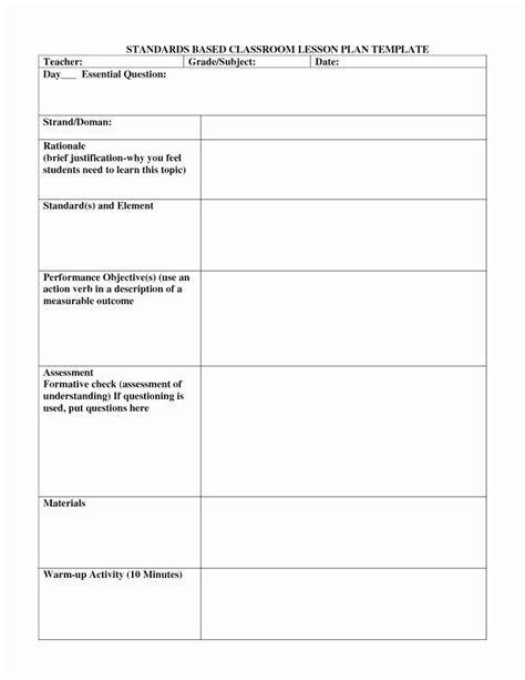 Fundation Lesson Plan Template