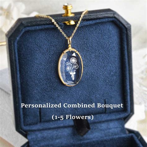 Personalized Birth Flower Ringnecklace 12 Birth Month Flower Jewelry