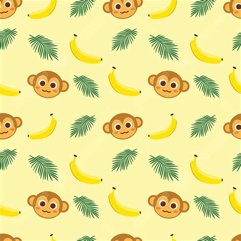 Monkey Banana Vector Design Images Monkey Banana Seamless Pattern Kid