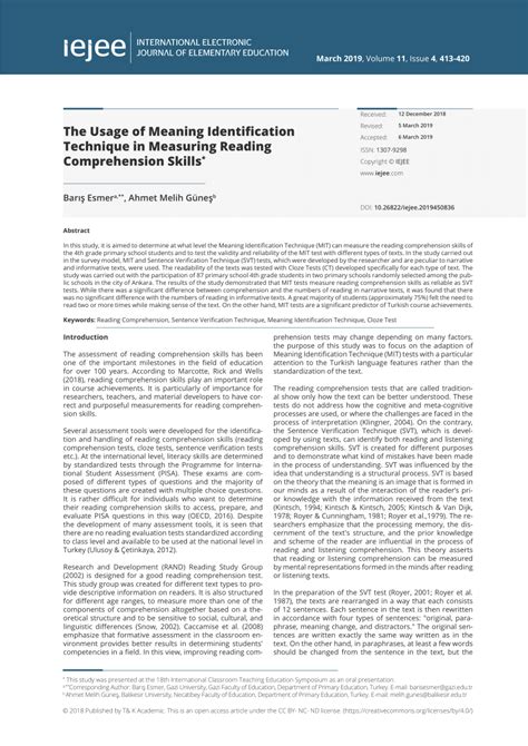 Pdf The Usage Of Meaning Identification Technique In Measuring