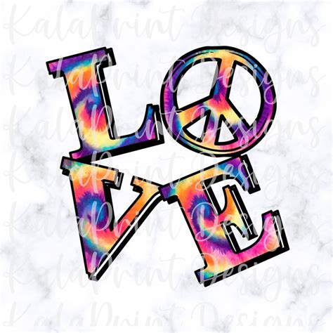 Tie Dye Love Peace Png Hippie Png File For Sublimation Etsy