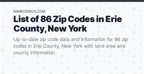 Erie County Zip Codes | List of 86 Zip Codes in Erie County, New York