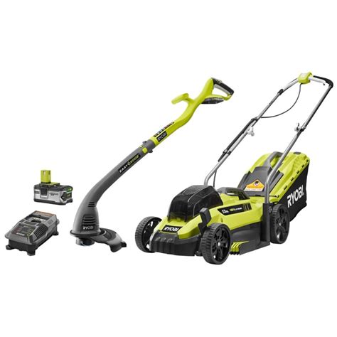 Ryobi 18v One 13 Inch Cordless Mower And Trimmer Kit The Home Depot Canada