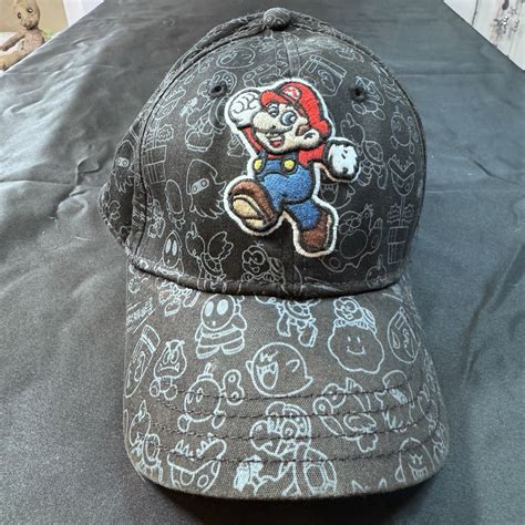 Rare Super Mario Cap Black Graffiti Style Embroidered… - Gem