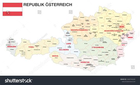 New Administrative Political Map Austria German Stock Illustration ...